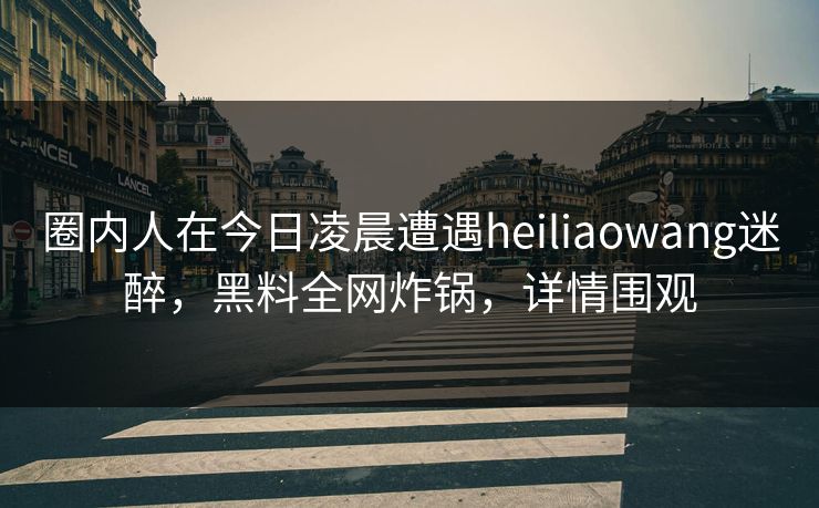圈内人在今日凌晨遭遇heiliaowang迷醉，黑料全网炸锅，详情围观