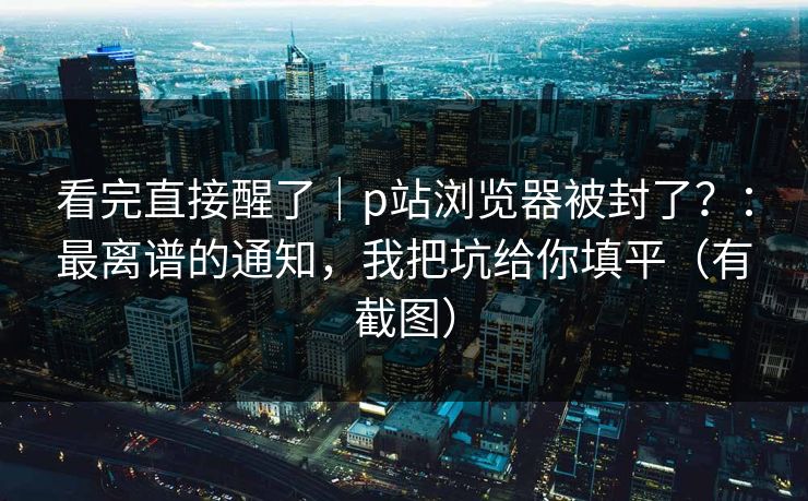看完直接醒了｜p站浏览器被封了？：最离谱的通知，我把坑给你填平（有截图）
