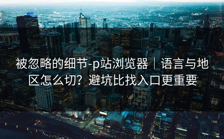 被忽略的细节-p站浏览器｜语言与地区怎么切？避坑比找入口更重要