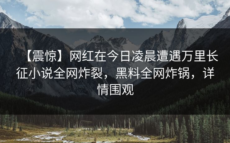 【震惊】网红在今日凌晨遭遇万里长征小说全网炸裂，黑料全网炸锅，详情围观