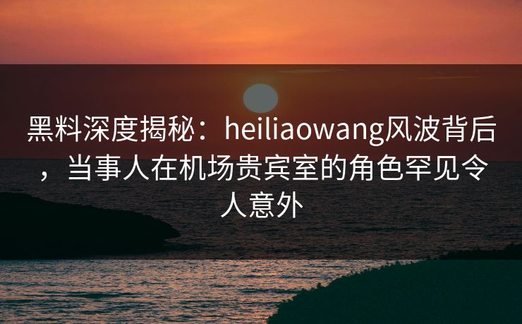 黑料深度揭秘：heiliaowang风波背后，当事人在机场贵宾室的角色罕见令人意外